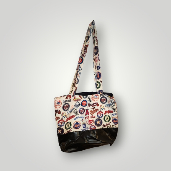 Handmade Mlb braves angels cubs baseball bag Multicolor Logo Tote Bag 18x16 - Picture 1 of 13